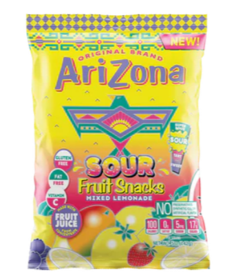 Arizona Sour Fruit Gummy Snacks - Mixed Lemonade - 5 oz