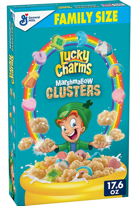 Lucky Charms Marshmallow Clusters Cereal - Family Size - 17.6 oz (BB Sept 2022)