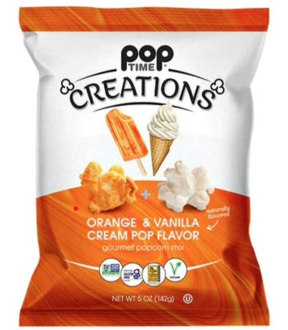 Pop Time Creations Popcorn - Orange & Vanilla Cream Pop - 5 oz (BB Jun 2023)