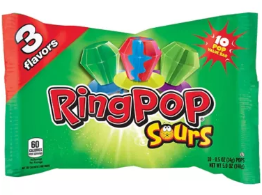 Ring Pop Sours - 10 Pop Value Bag