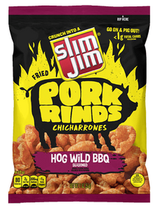 Slim Jim - Pork Rinds - Hog Wild BBQ - 2 oz (BB Jun 2022)