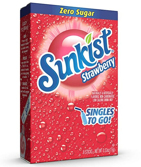 Sunkist Zero Sugar Singles To Go - Strawberry
