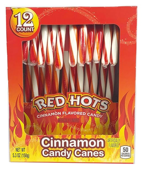 Red Hots Candy Canes - 12 Pack