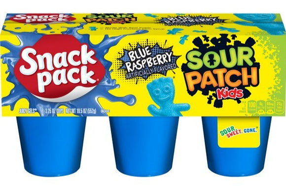 Snack Pack Sour Patch Kids Gelatin - Blue Raspberry - 6 Pack (BB Aug 2022)