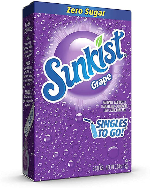 Sunkist Zero Sugar Singles To Go - Grape